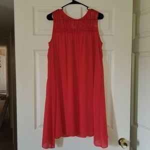 Max Studio Sleeveless Mesh Yoke Trapeze Dress